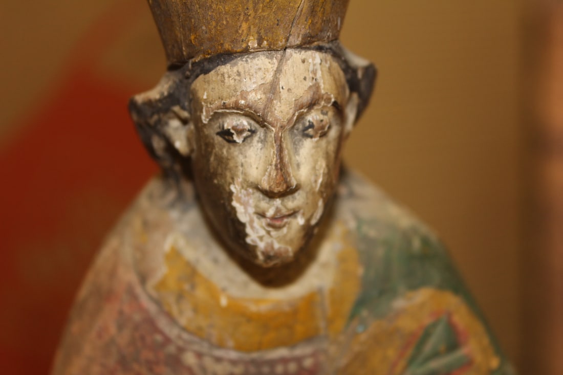 Antique Wooden Polychrome Icon - 7