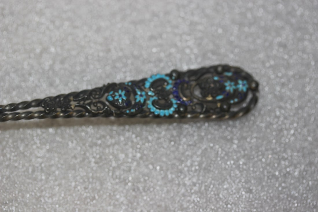 Russian Filigree and Enamel Mother of Pearl Spoon - 2