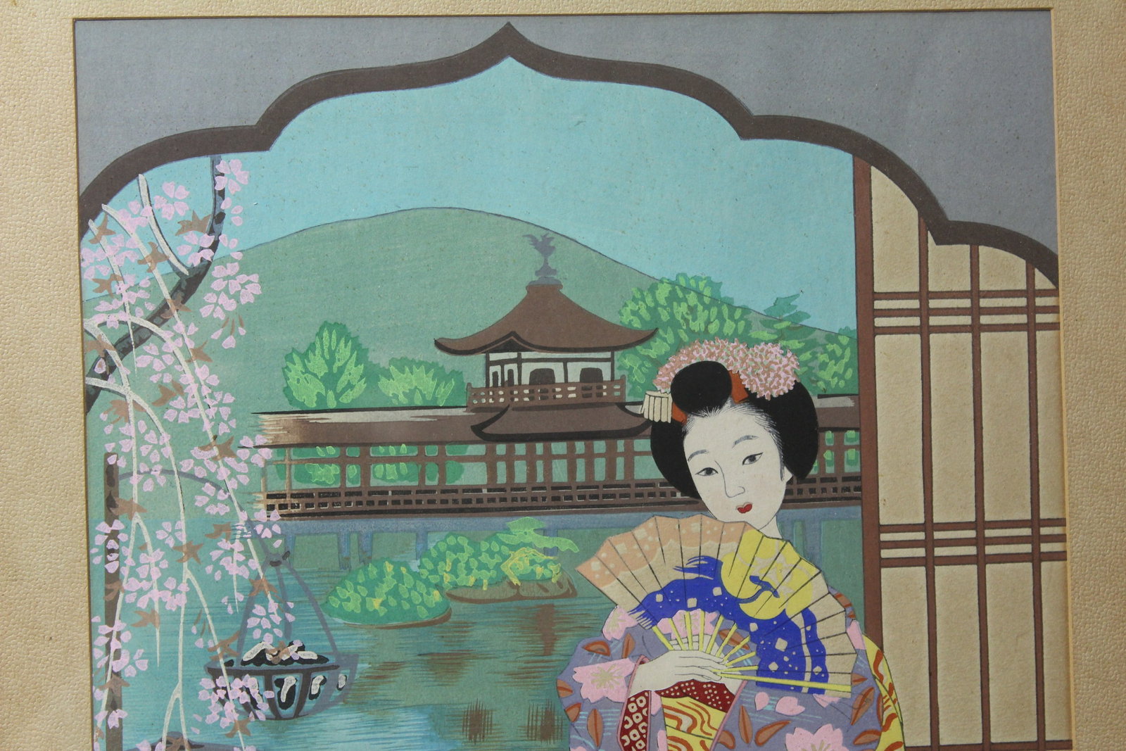 A Vintage Signed Japanese Pastel or Watercolor - 4