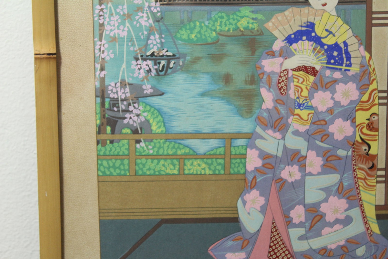 A Vintage Signed Japanese Pastel or Watercolor - 6