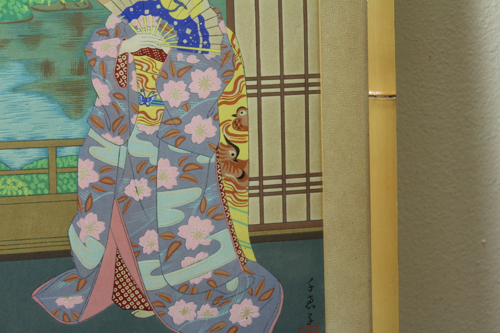 A Vintage Signed Japanese Pastel or Watercolor - 7