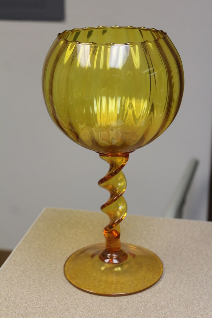 Amber Colour Glass Goblet/Bowl - 2