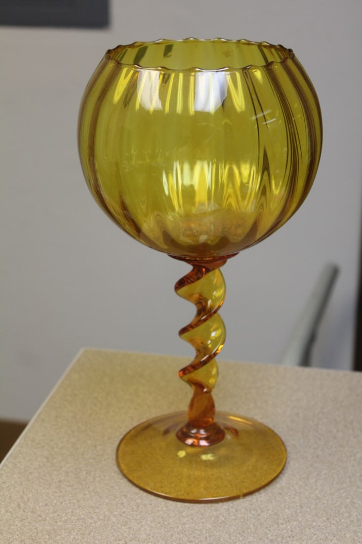 Amber Colour Glass Goblet/Bowl - 3