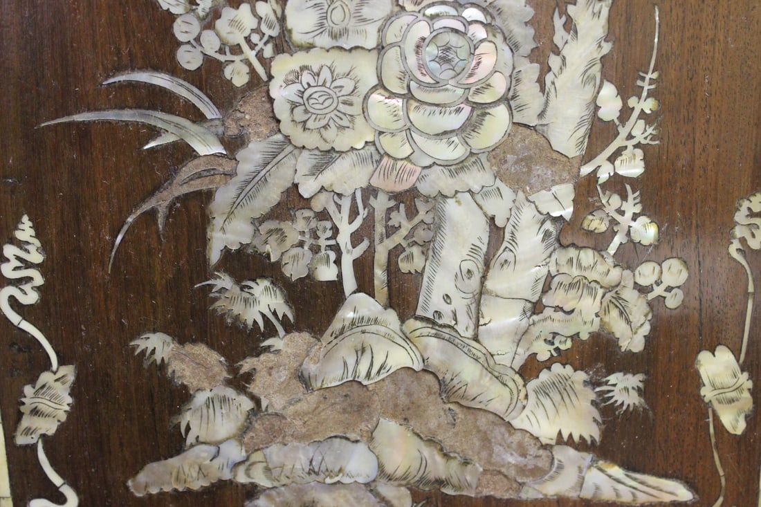 Chinese Mother of Pearl Inlaid Hardwood Panels - 12
