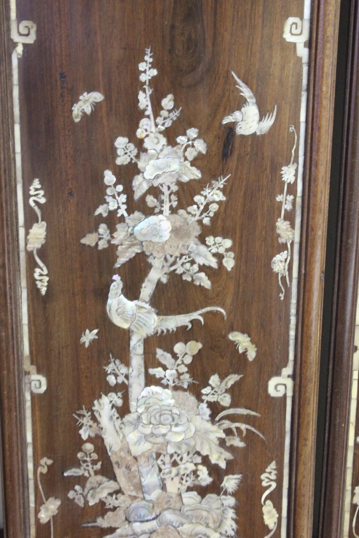 Chinese Mother of Pearl Inlaid Hardwood Panels - 4