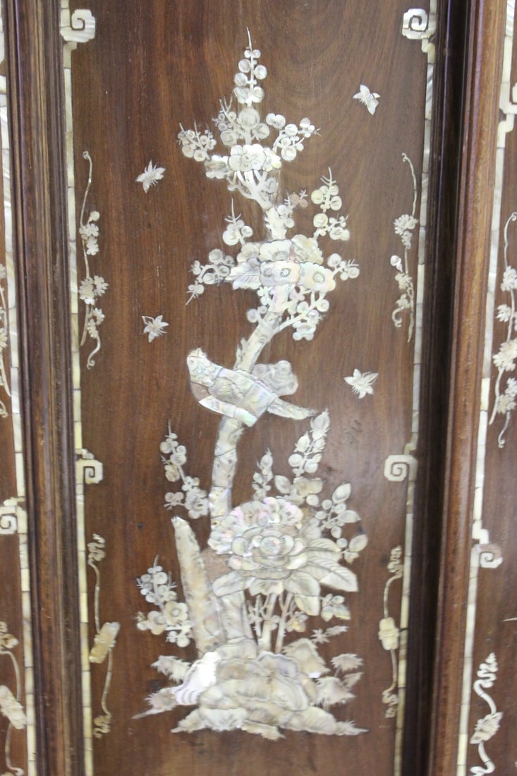 Chinese Mother of Pearl Inlaid Hardwood Panels - 6