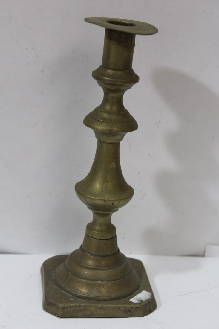 A Vintage Brass Candleholder: please note: slightly tilted - 8 5/8" tall