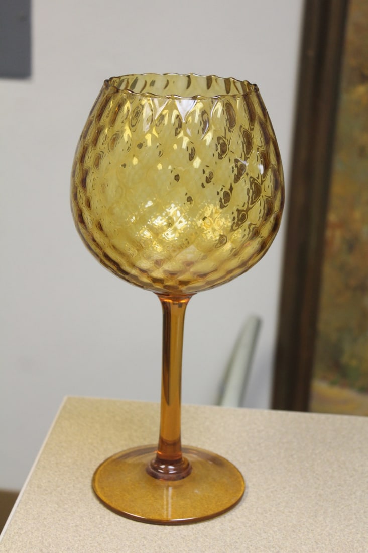 Amber Colour Glass Goblet/Bowl - 2