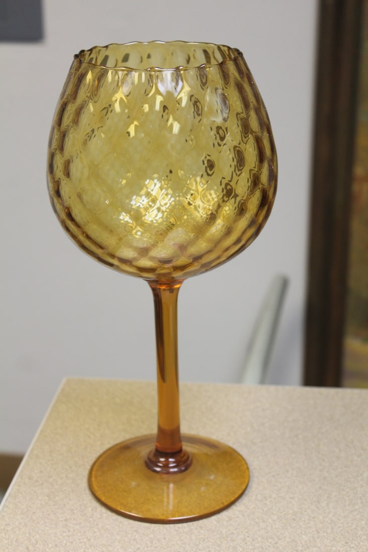 Amber Colour Glass Goblet/Bowl - 3