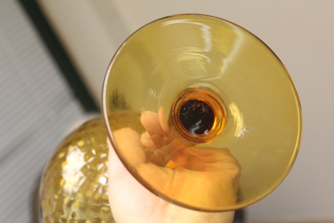 Amber Colour Glass Goblet/Bowl - 4