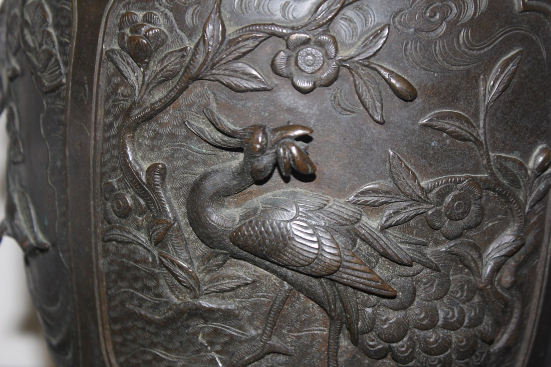 An Antique Japanese Bronze Lamp Base - 2