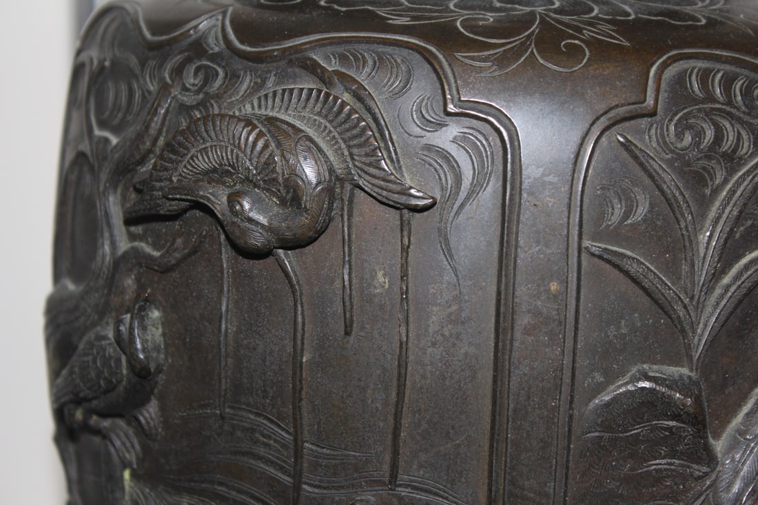 An Antique Japanese Bronze Lamp Base - 8