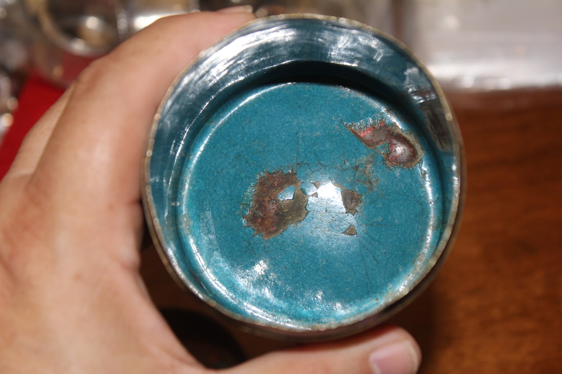 Antique Chinese Cloisonne Cylinder Container - 9