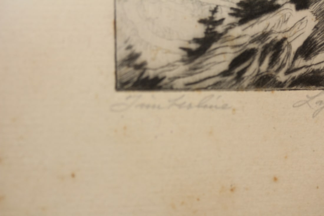 Framed Etching Timberline by Lyman Byxbe - 3