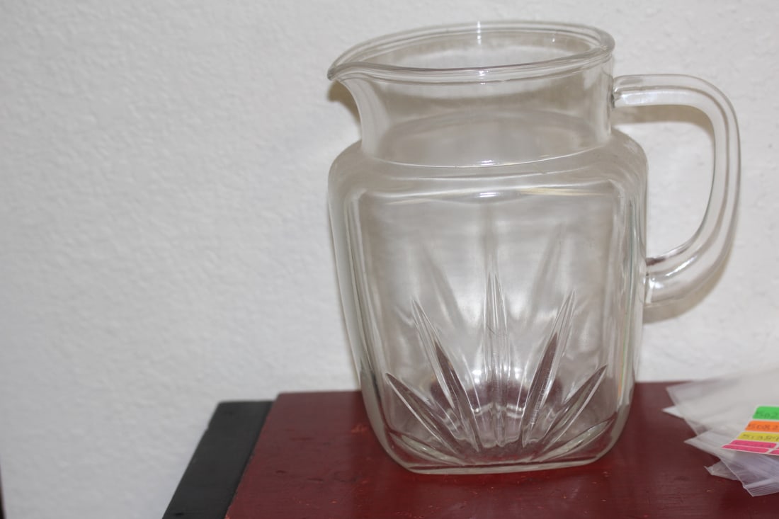 Antique Clear Glass Pitcher - 3