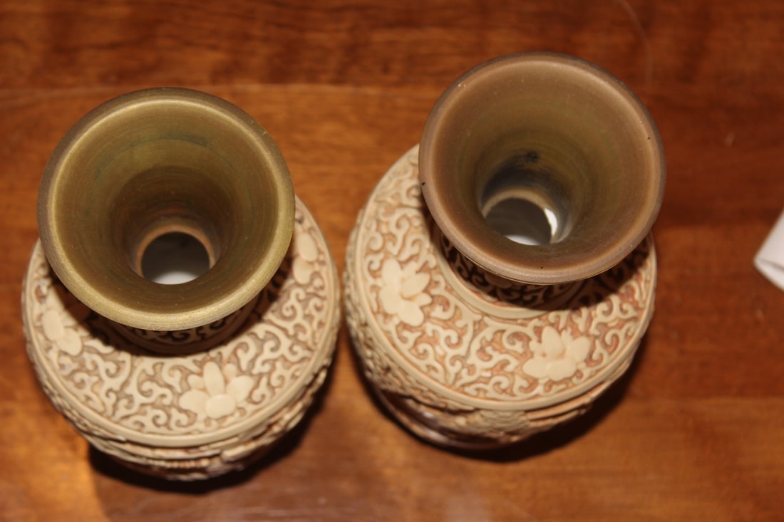 Pair of Chinese Cinnabar Style Vases - 3