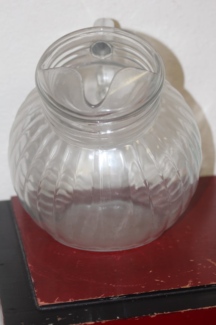 Antique Clear Glass Pitcher - 2