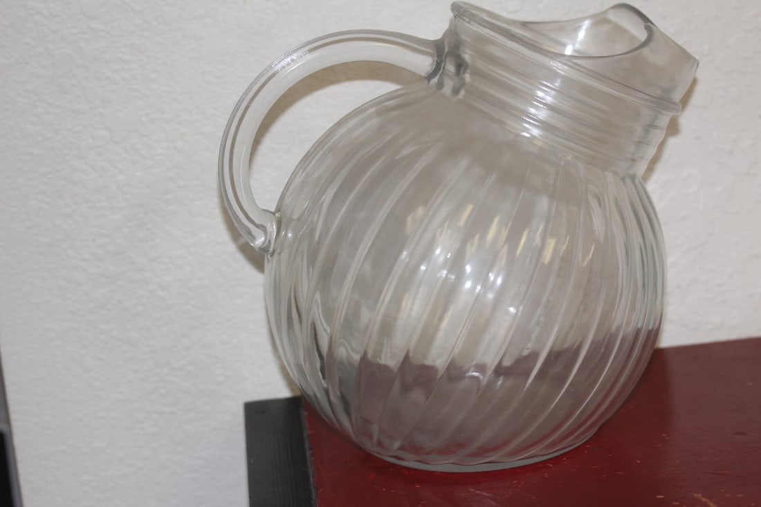 Antique Clear Glass Pitcher - 3