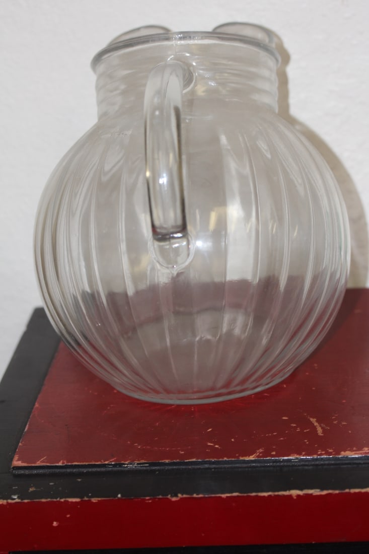 Antique Clear Glass Pitcher - 4