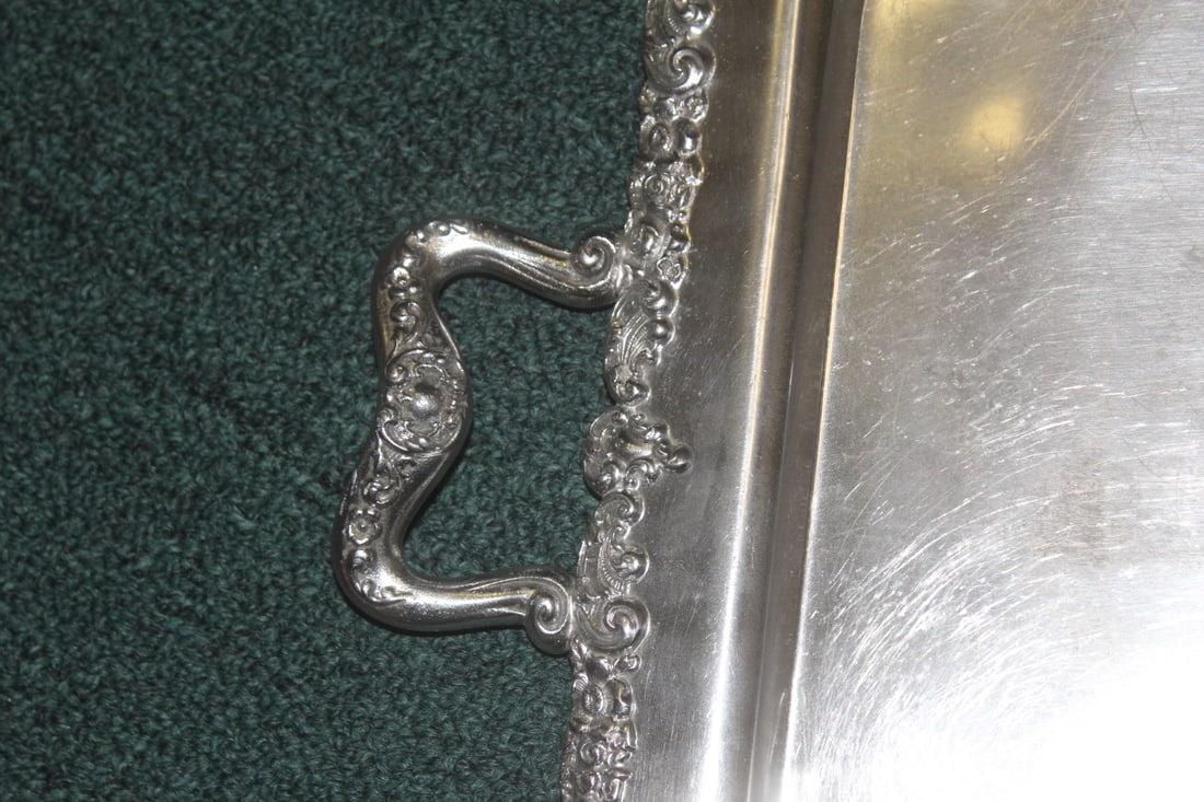 Ornate Silverplate Two Handle Tray - 4