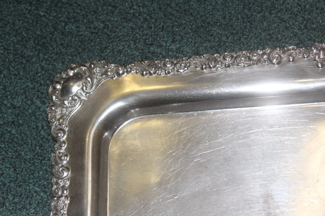 Ornate Silverplate Two Handle Tray - 5