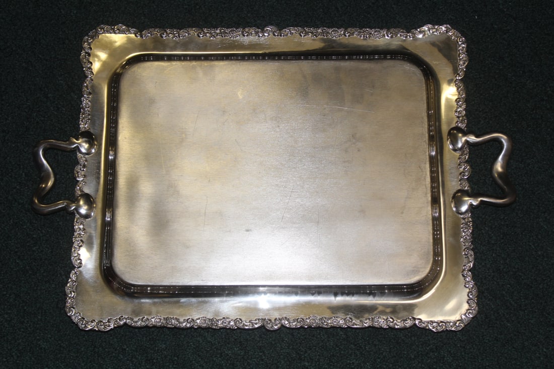 Ornate Silverplate Two Handle Tray - 6