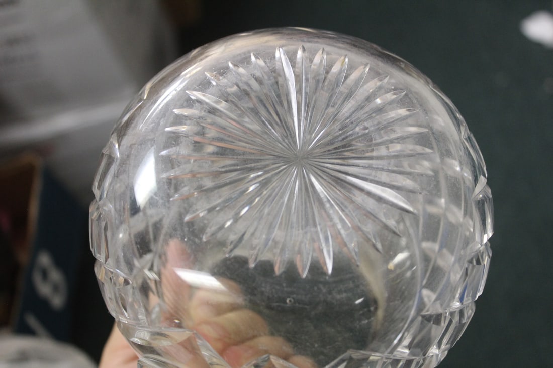 Sterling Rim Cut Glass Pitcher - 6