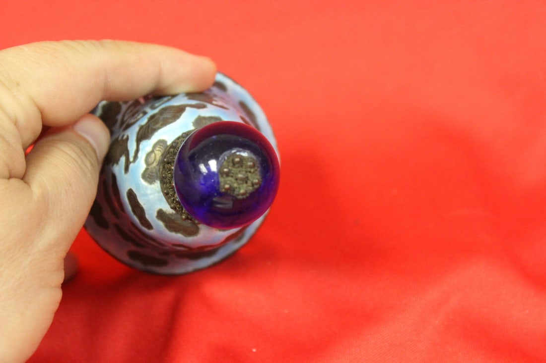 A Chinese Enamel Bell with Peking Glass Finial - 6
