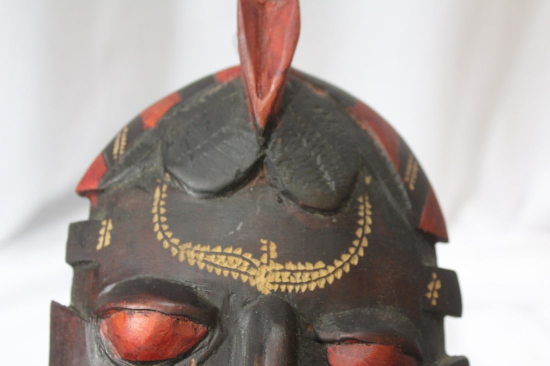A Wooden Mask Form Wall Hanger - 5