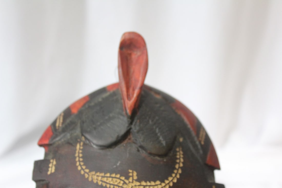 A Wooden Mask Form Wall Hanger - 6