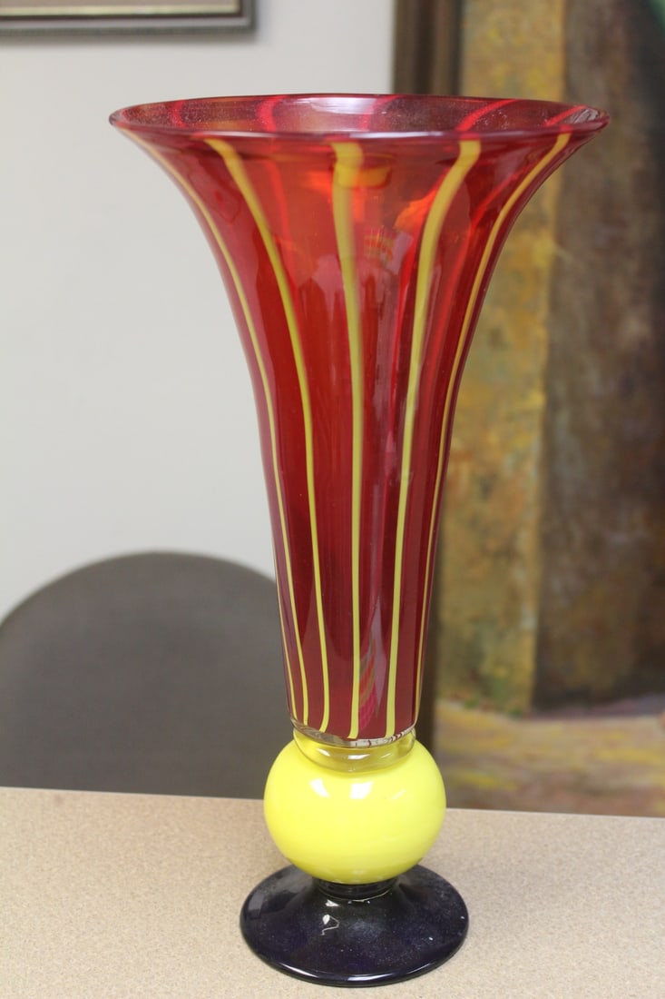 Art Glass Trumpet Form Vase - 2
