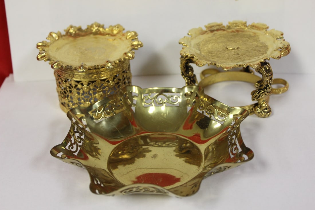 Lot of 4 Brass/Glass Articles - 2