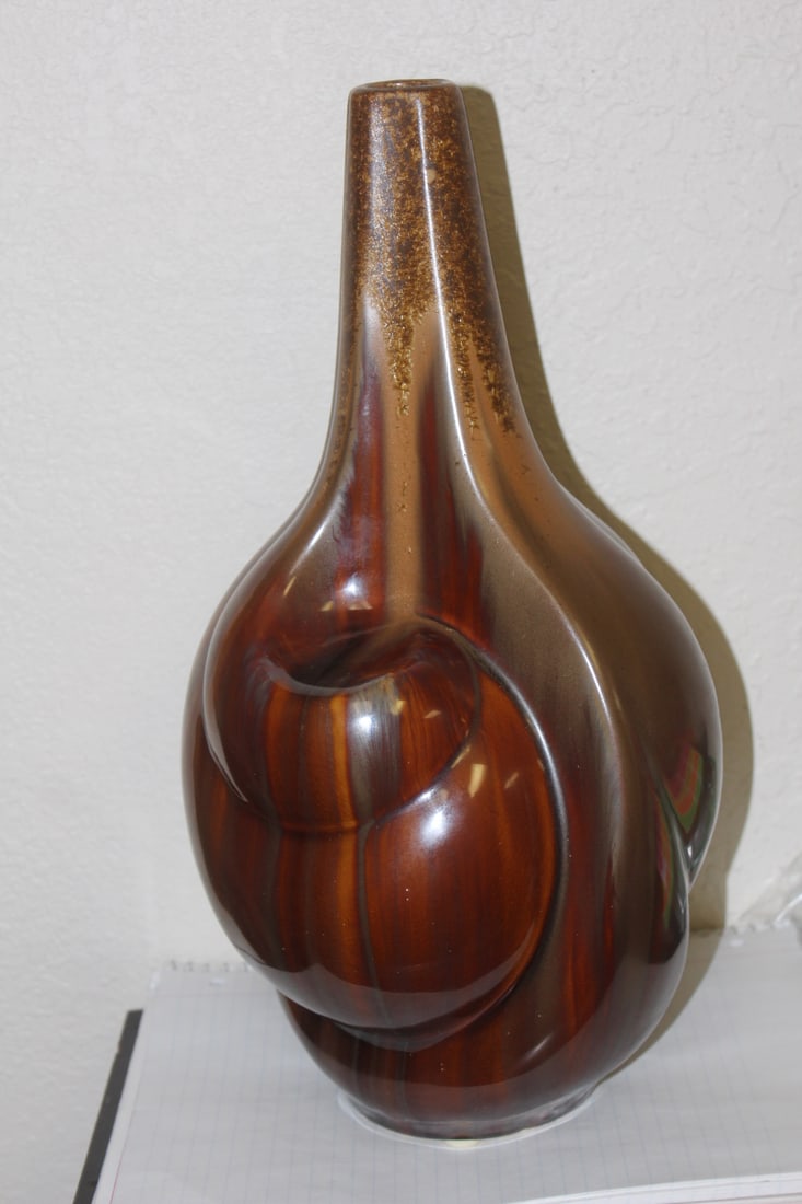 Retro Pottery Bottle: Retro or Retro-style pottery bottle or vase - 15" tall by 6 1/4" wide