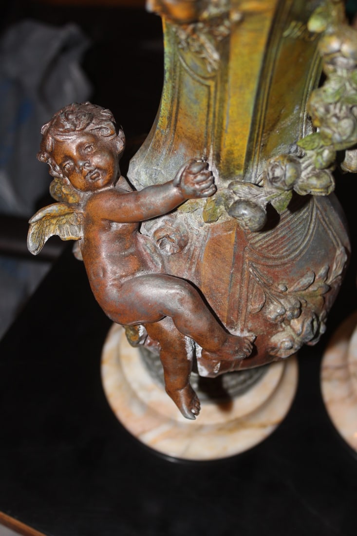 Pair of Metal Urns - 4