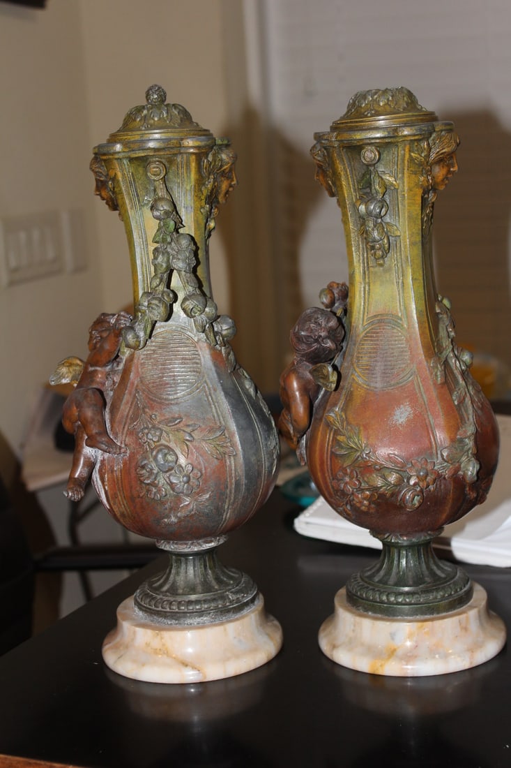 Pair of Metal Urns - 6