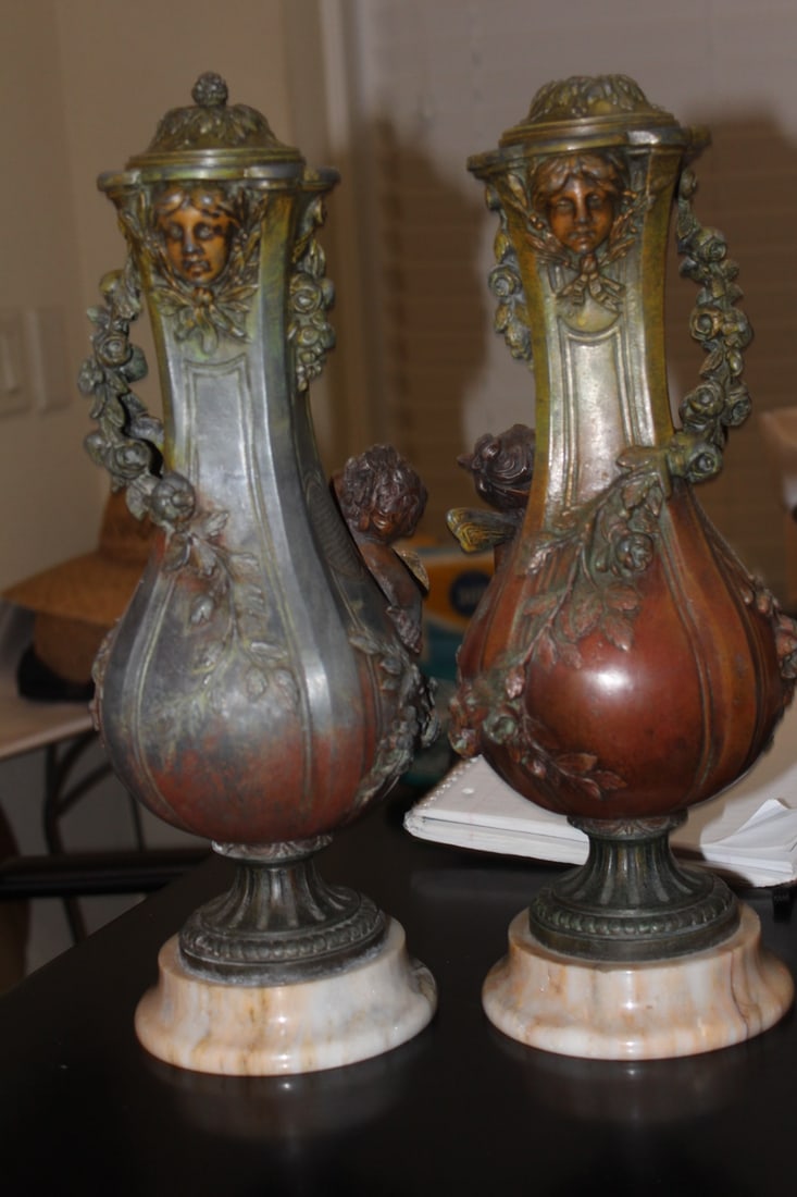 Pair of Metal Urns - 7