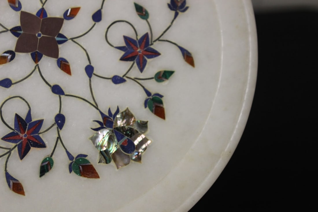 Vintage Mother Of Pearl Inlaid on Marble Tray - 11