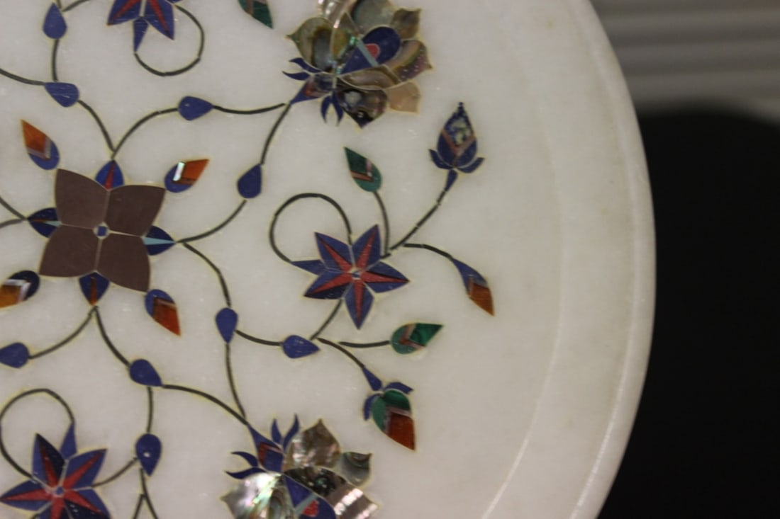Vintage Mother Of Pearl Inlaid on Marble Tray - 5