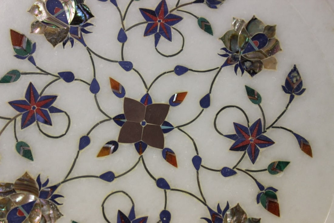 Vintage Mother Of Pearl Inlaid on Marble Tray - 6