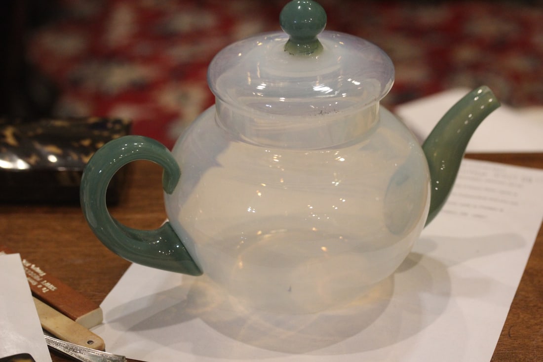 Beautiful Fry Glass Teapot: approximately 9" across