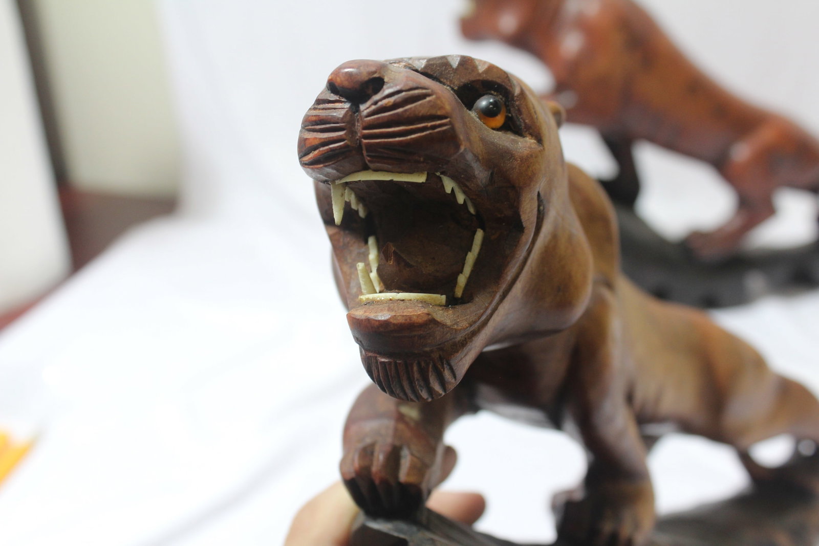 A Pair of Wooden Asian Tigers - 4