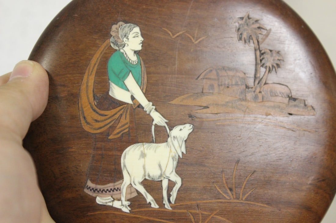 A Wooden, Bone Inlaid Wall Hanger - 2
