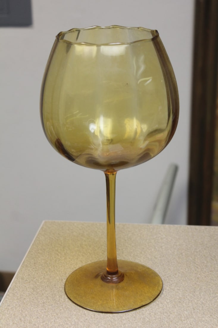 Amber Colour Glass Goblet/Bowl - 2