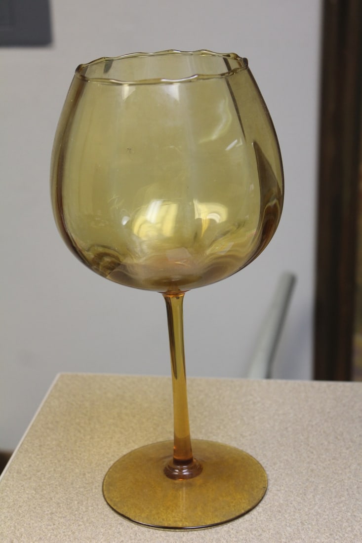 Amber Colour Glass Goblet/Bowl - 3