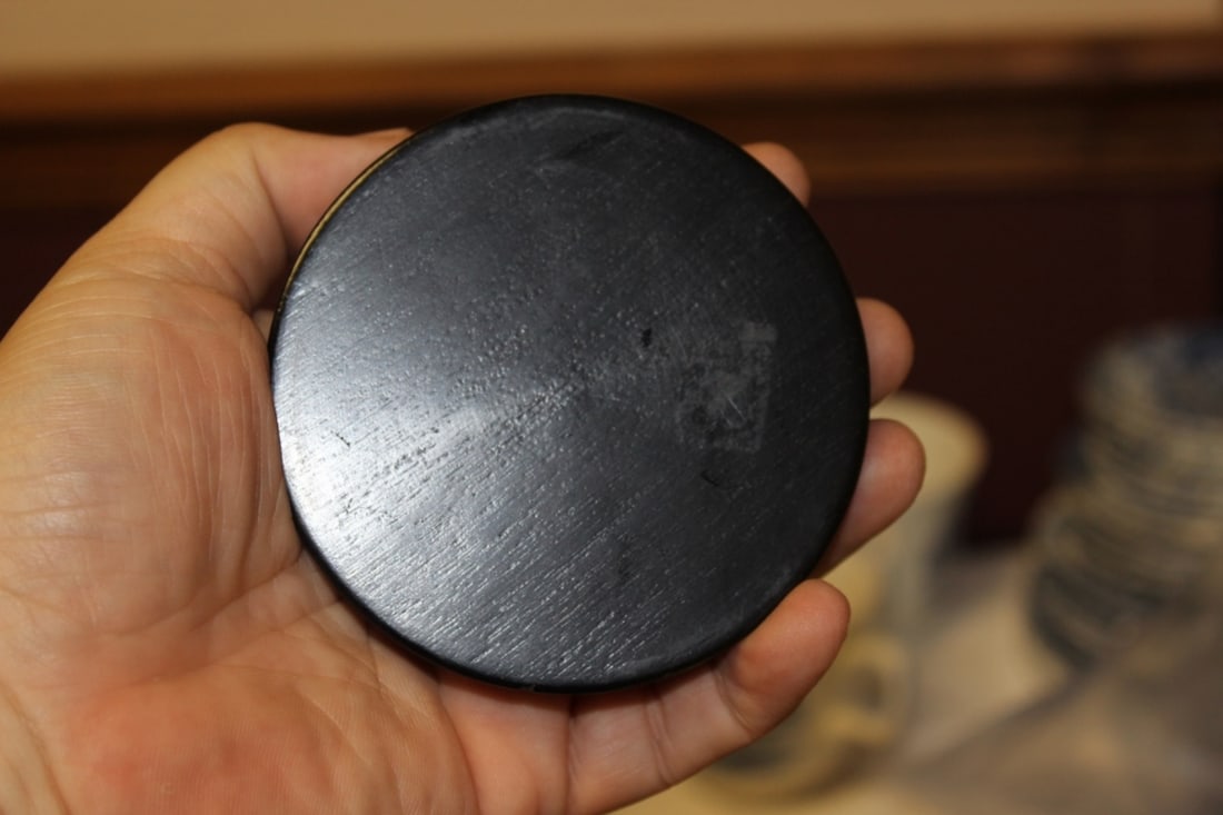 A Lacquer or Wood and Sterling Round Box - 4