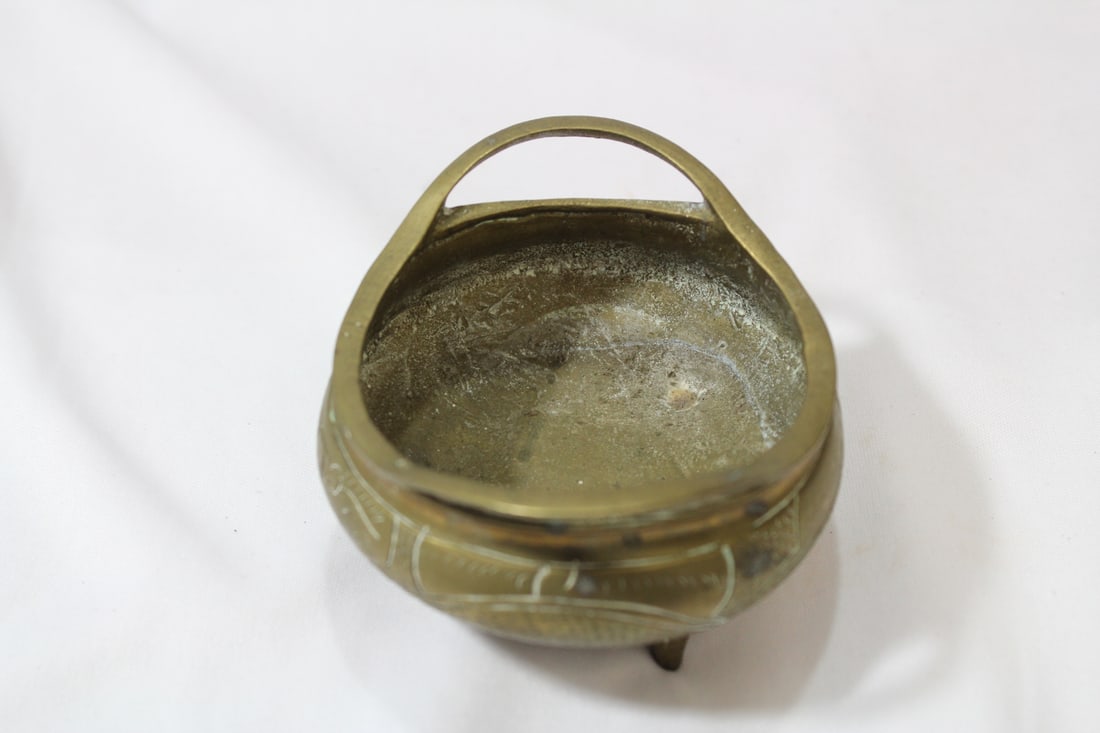 A Signed Chinese Brass or Bronze Basin - 6