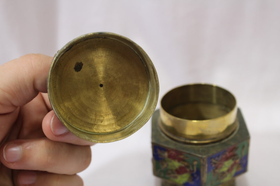 A Chinese Enamel or Cloisonne Container - 4