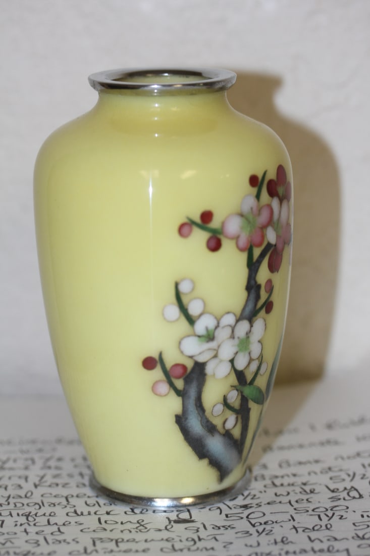 Antique Japanese Silver Wire Cloisonne Vase - 2