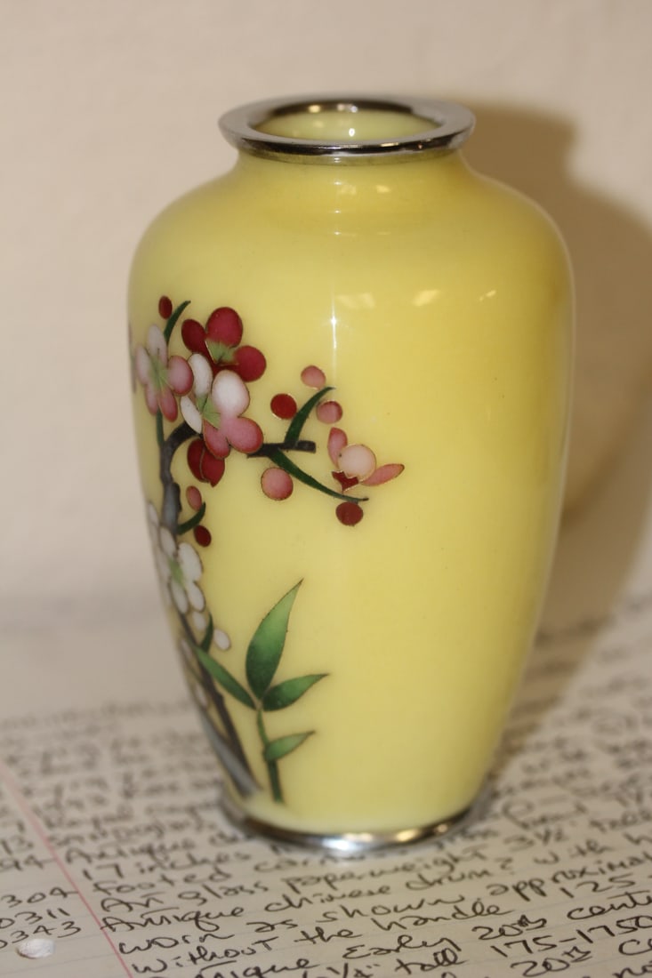 Antique Japanese Silver Wire Cloisonne Vase - 4