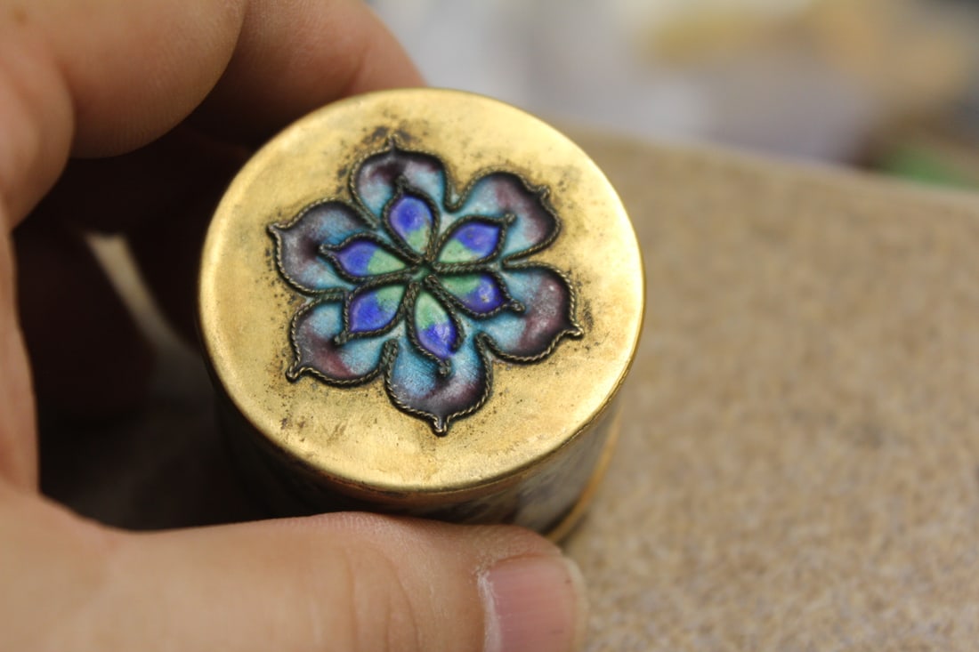 Unusual Enamel And Stone Trinket Box - 2